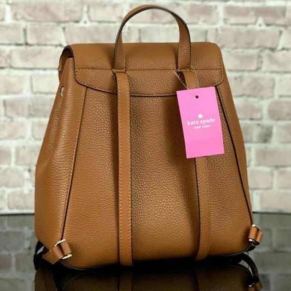 Kate spade Leila medium backpack ginger brown leather NWT bag adjustable strap - Picture 5 of 8